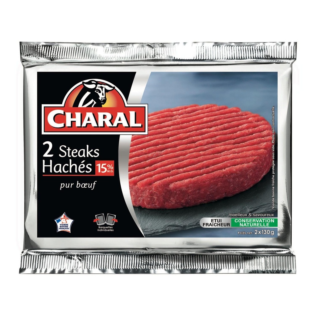 Beef Burgers 15% 2x130g CHARAL VBF