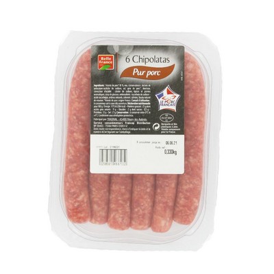 CHIPOLATA PUR PORC X 6 BF BARQUETTE 330 G