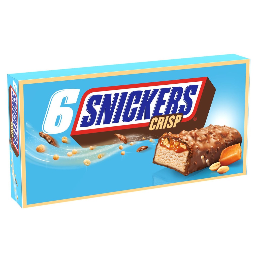 Snickers glace, cacahuètes (12%) et caramel fondant (16%) dans un enrobage cacao (27%) 6 barres 301.8ml 273.6g