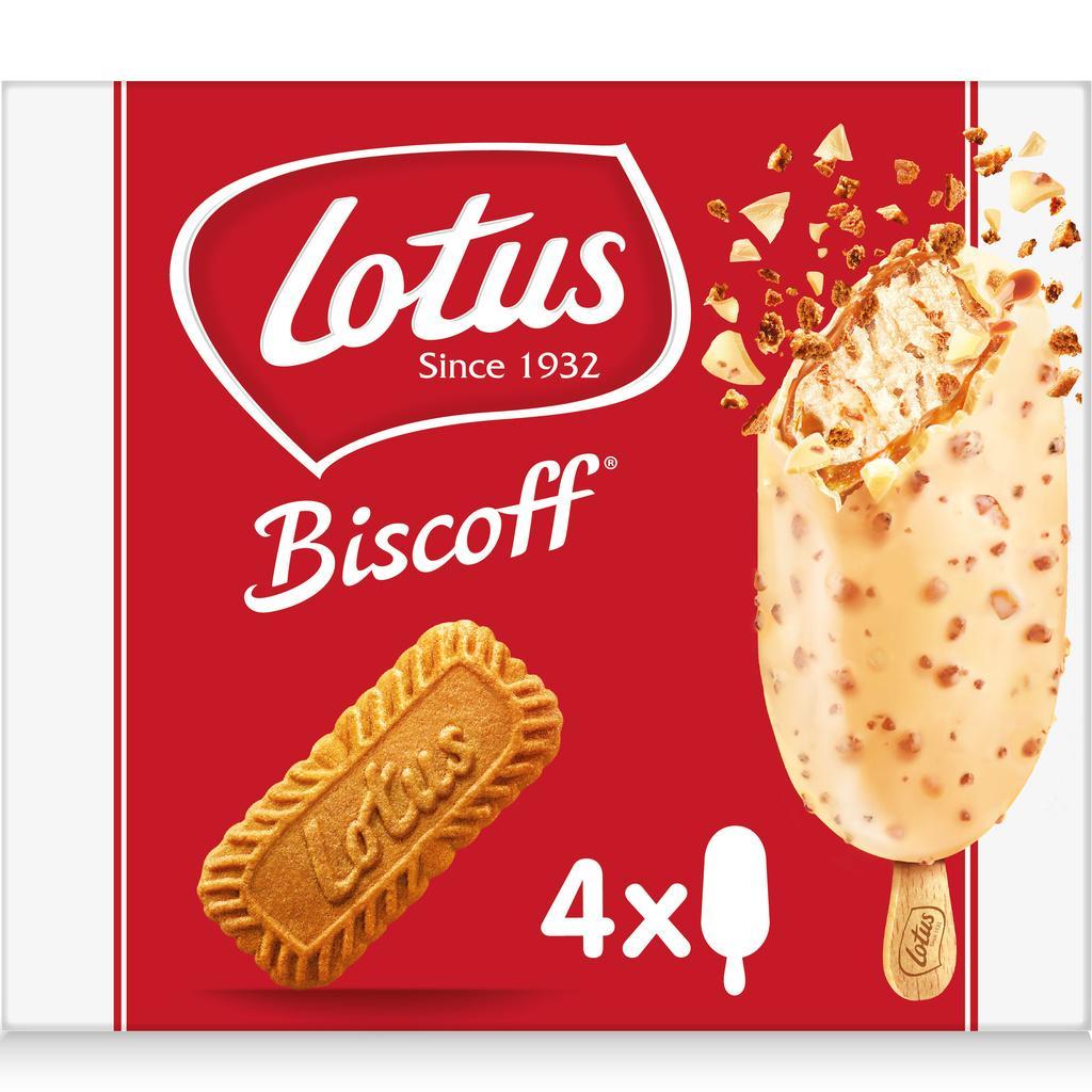 LOTUS BISCOFF Ice Cream Sticks - Speculoos White Chocolate - 284g (4x90ml)