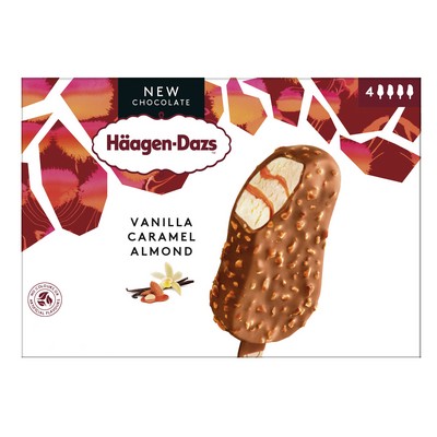 Häagen-Dazs Bâtonnets Vanilla Caramel Almond x4 320ml