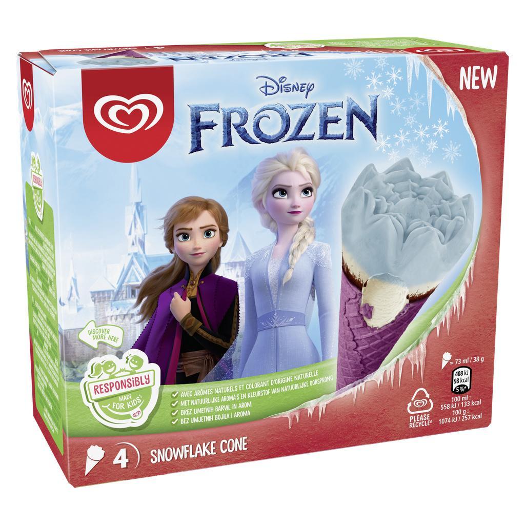 Max Disney Glace Cône Enfant Elsa La Reine des Neiges Vanille 4x73ml