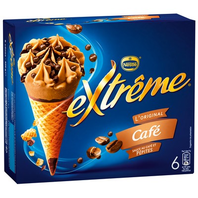 Cônes Extrême Café sauce au café et Pépites 6x71g