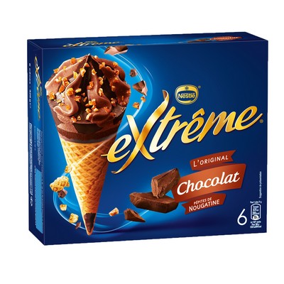 Cônes Extrême Chocolat pépites de Nougatine 6x71g