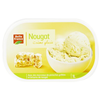 CREME GLACEE NOUGAT MORCEAUX BF BAC 1 L 524 G