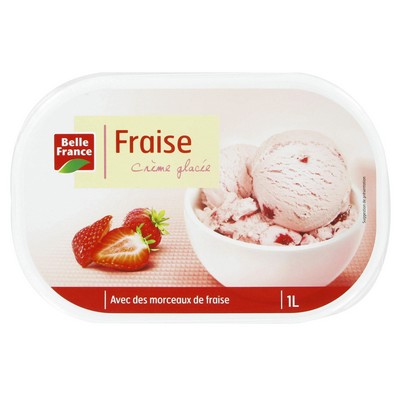 CREME GLACEE FRAISE MORCEAUX BF BAC 1 L 520 G