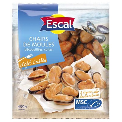 Chairs de moules du Pacifique, décoquillées, cuites, ASC, glacées, surgelées, 450g