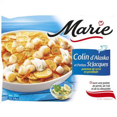 Colin d'Alaska et petites St Jacques Pommes de terre en persillade persil, ail et ciboulette MARIE 900G