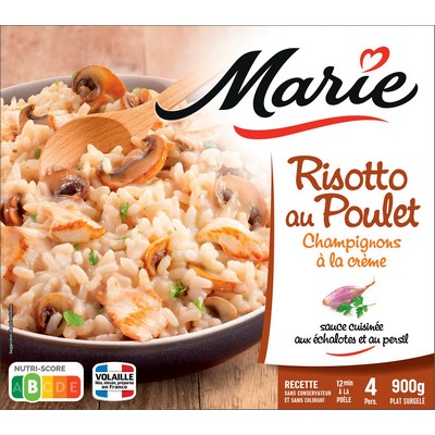 RISOTTO AU POULET CHAMPIGNONS A LA CREME sauce cuisinée à l'échalote et au persil MARIE 900G