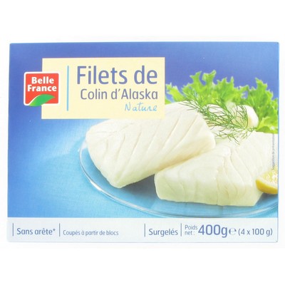 Natural Alaska Pollock Fillets x4 Belle France Box 400g