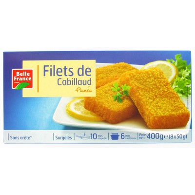 Breaded Cod Fillet x8 Belle France Box 400g