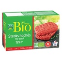 Organic Ground Beef Steak VBF 15% Fat x4 Belle France Box 400g