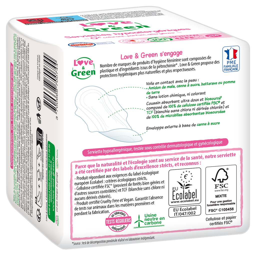 SERVIETTES HYPOALLERGENIQUES NORMAL X14