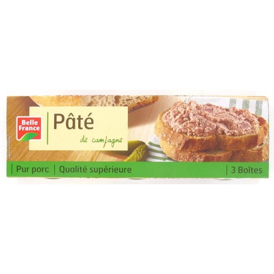 Superior Country Pâté Without Nitrites x3 Belle France 234g