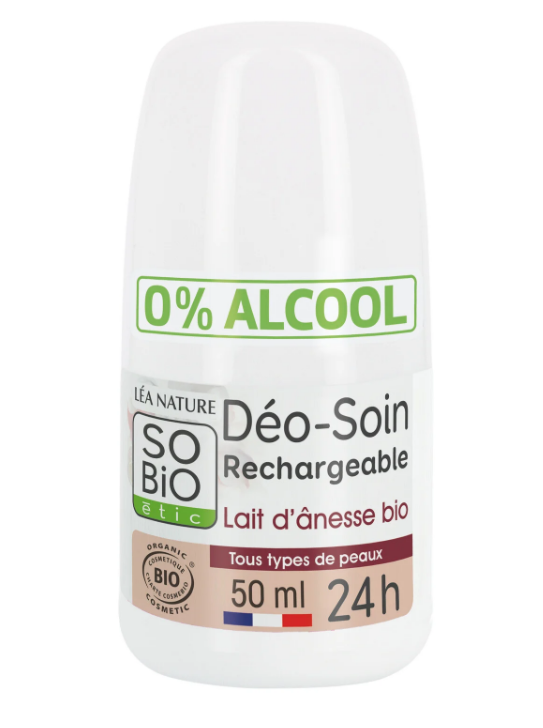 Refillable Roll-On Deodorant with Organic Donkey Milk Care – 50ml SO'BiO étic