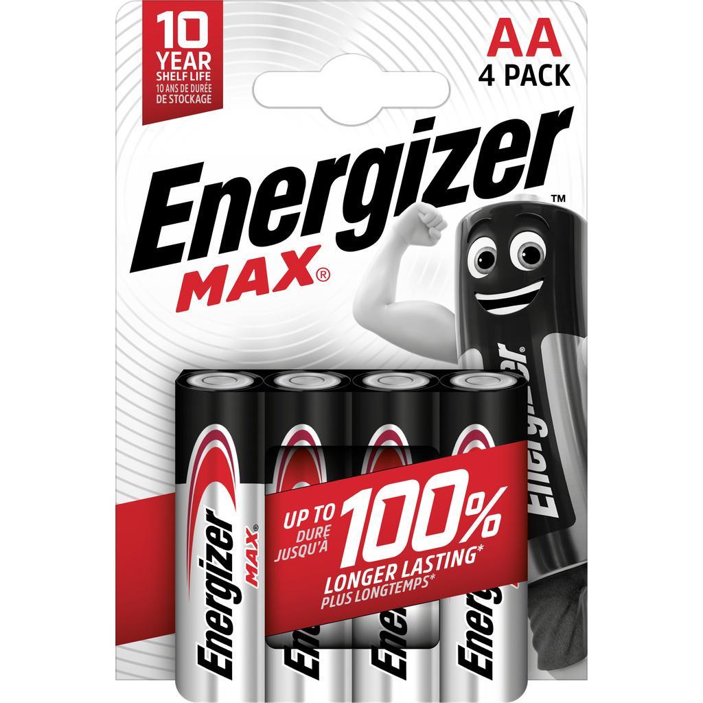 Energizer Max Alkaline Batteries AA/LR6, Pack of 4