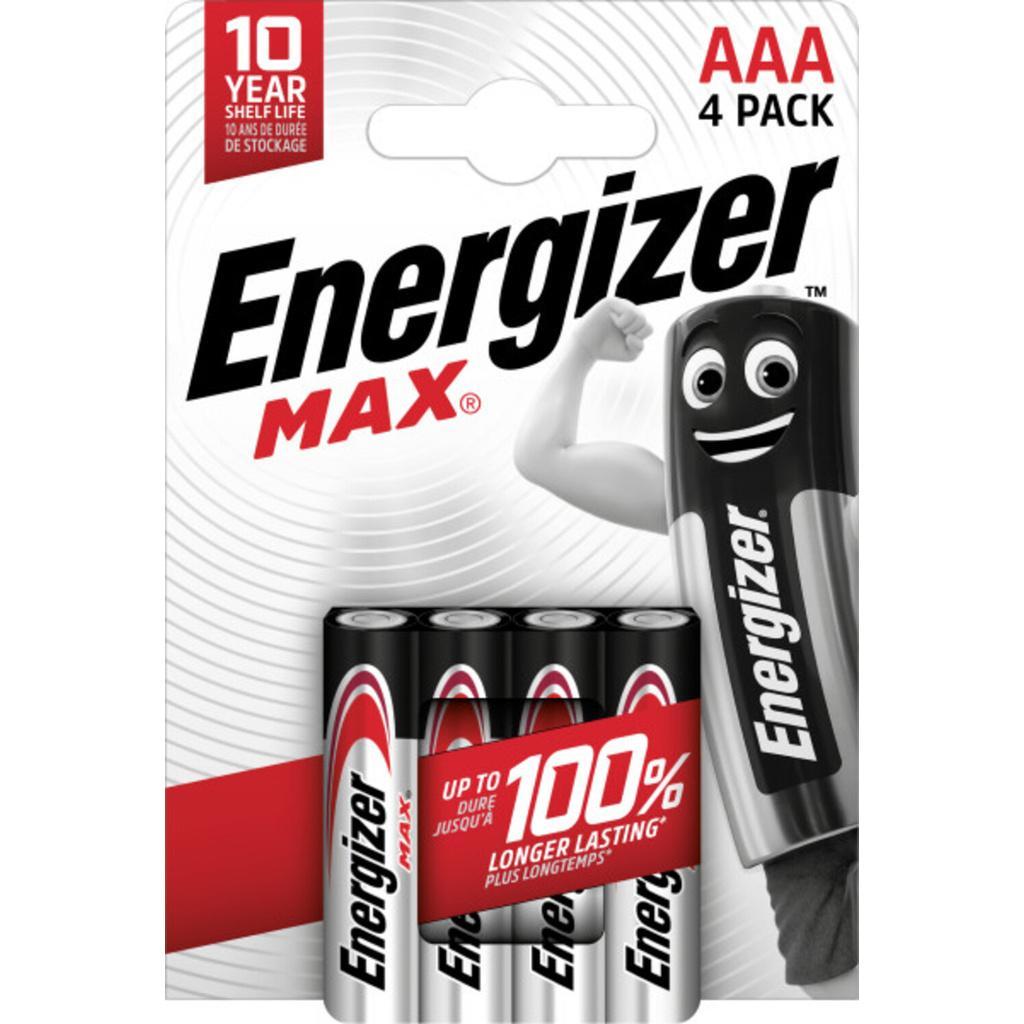 Energizer Max AAA/LR03 Alkaline Batteries, Pack of 4
