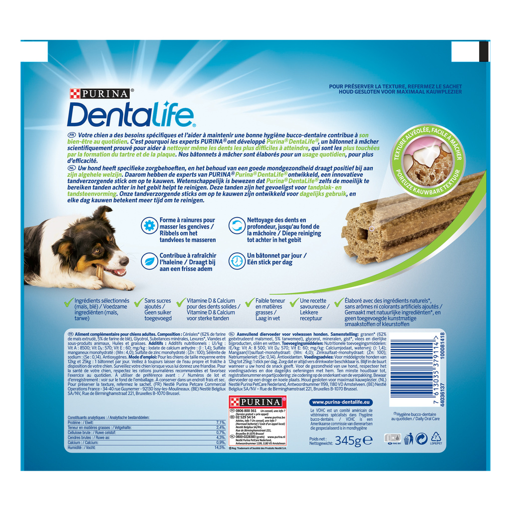 DENTALIFE Medium - Maxi Pack - 15 Friandises à mâcher pour chiens de taille moyenne - 345 g - Hygiène bucco-dentaire au quotidien