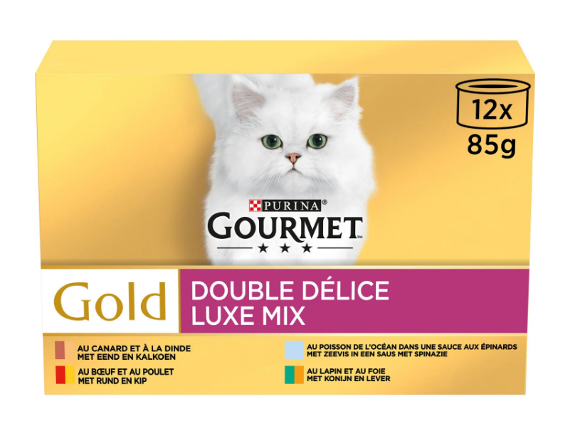 GOURMET GOLD Double Délice - Boîtes pour chat adulte 12x85g