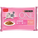 PURINA ONE Chat Junior - de 1 à 12 mois - au Saumon - 4x85g - Sachet frâcheur pour chaton