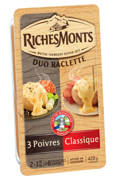 Riches Monts Raclette Duo Classic & Pepper Slices 420g
