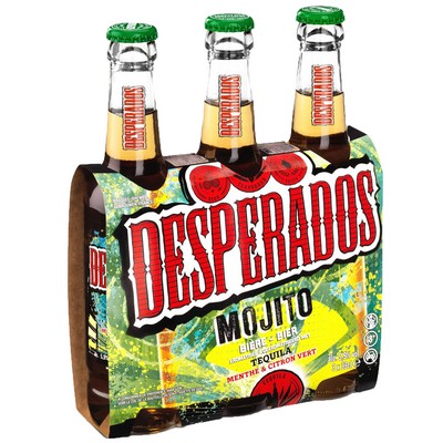 Desperados Mojito - Bière aromatisée à un spiritueux à base d'agave, Menthe, Citron vert - 3x33cl - 5.9°