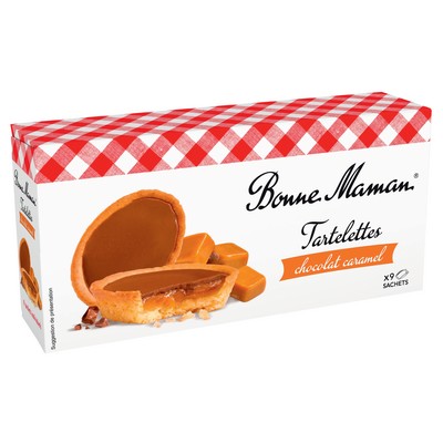 BONNE MAMAN - CHOCOLATE CARAMEL TARTLETS BISCUITS X9 SACHETS - 135G BOX - 040302