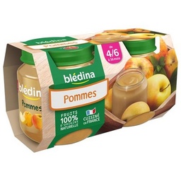 [48613] BLEDINA POTS FRUITS Mon 1er Petit Pot Pommes 2x130g Dès 4/6 mois