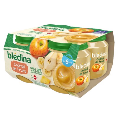 [52885] BLEDINA FRUIT POTS Fruit Cocktail 4x130g From 6 Months