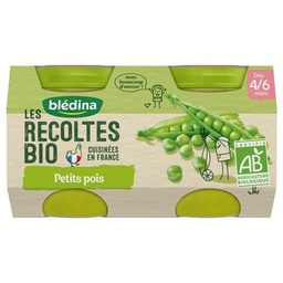 [06064] BLEDINA LES RECOLTES BIO Petits Pois 2x130g Dès 4/6 Mois