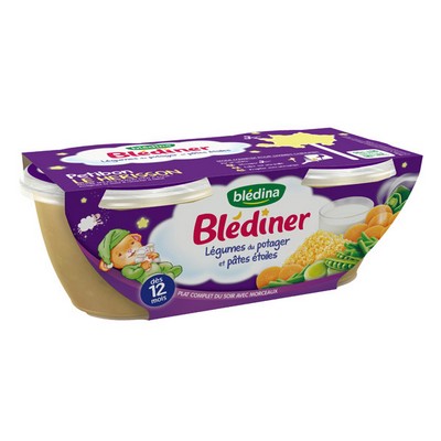 [58328] BLEDINA BLEDINER Bowls Garden Vegetables & Star Pasta 2x200g From 12 Months