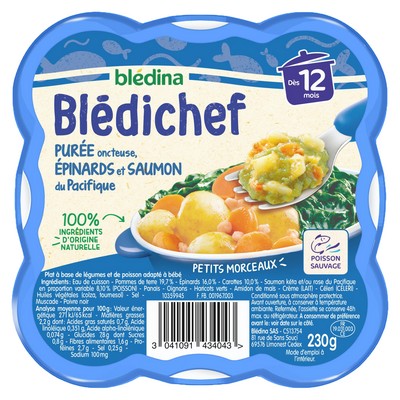 [13081] BLEDINA BLEDICHEF Creamy Purée, Spinach and Pacific Salmon 230g From 12 Months