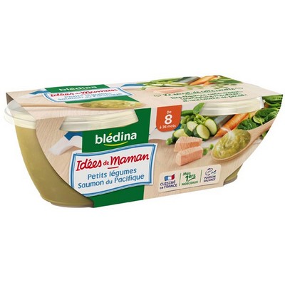 [52877] BLEDINA Bowls Green Vegetables & Salmon with Basil 2x200g From 8 Months