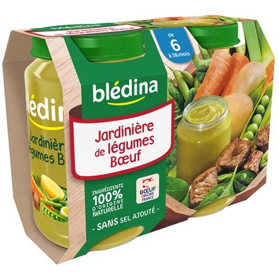 [46357] BLEDINA POTS Vegetable Medley with Beef 2x200g From 6 Months
