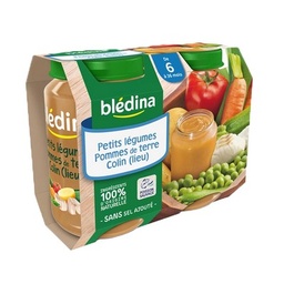 [48618] BLEDINA POTS Petits légumes Pommes de terre Lieu 2x200g dès 6 mois