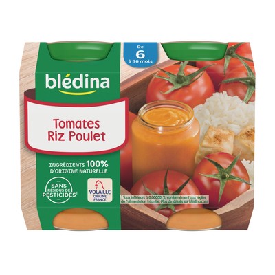 [46328] BLEDINA POTS Tomates Riz Poulet 2x200g Dès 6 mois