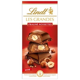 [11653] Lindt Tablette de chocolat LES GRANDES Noir Praliné Noisettes 225g