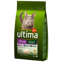 [25813] ULTIMA croquettes Chat Stérilisé Adulte Poulet 1,5kg