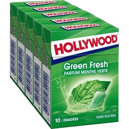 [55258] Hollywood Fresh Greenfresh s/sucres 5x10 Dragées 70g