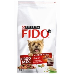 [08906] FIDO CROQ MIX : Bœuf, Légumes - 1 KG - Croquettes pour petits chiens de moins de 25kg