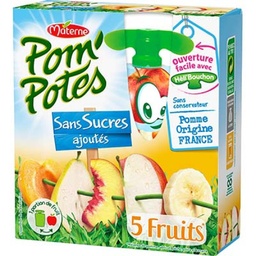 [64735] POM'POTES Compotes Gourdes 5 Fruits Jaunes 4x90g