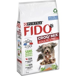 [25585] FIDO CROQ MIX : Bœuf, Légumes - 3 KG - Croquettes pour chiens adultes
