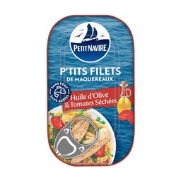 [06568] "Les P'tits filets de Maquereaux" - Huile d'olive vierge Extra & tomates séchées "Sans arôme ajouté" 90g