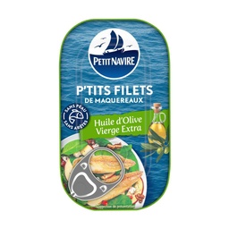 [33998] "Les P'tits filets de Maquereaux" - Pointe d'huile d'olive vierge Extra "Sans arôme ajouté" 90g