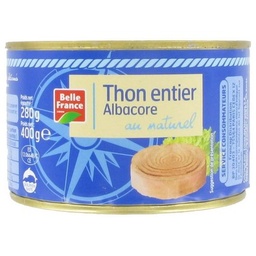 [67790] THON ENTIER ALBACORE AU NATUREL BF BOITE 1/2 400 G