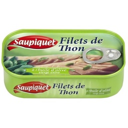 [01292] 1X6 CANNED OLIVE TUNA FILLETS SAUPIQUET