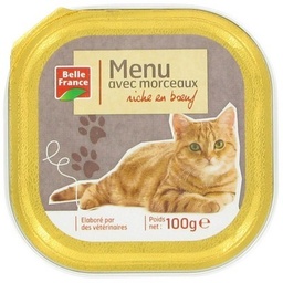 [09131] MENU CHAT RICHE EN BOEUF BF BARQUETTE 100 G