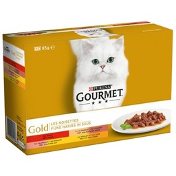 [37918] GOURMET GOLD Les Noisettes - 12 x 85 g - Boîtes pour chat adulte