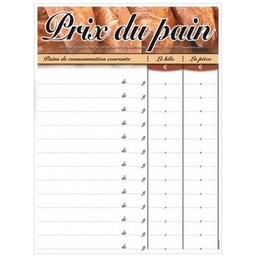 [39370] TARIF PAIN+CHIFFRES ADHES