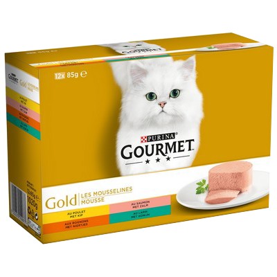 [02052] GOURMET GOLD Mousselines - 12 x 85 g - Adult Cat Food Cans